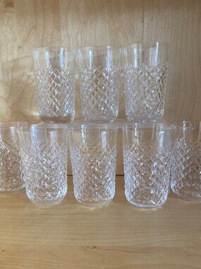 Set of 8 Vintage Waterford Alana Flat Tumblers 12 oz 4.5" H 1970s/80s Gothic Fon